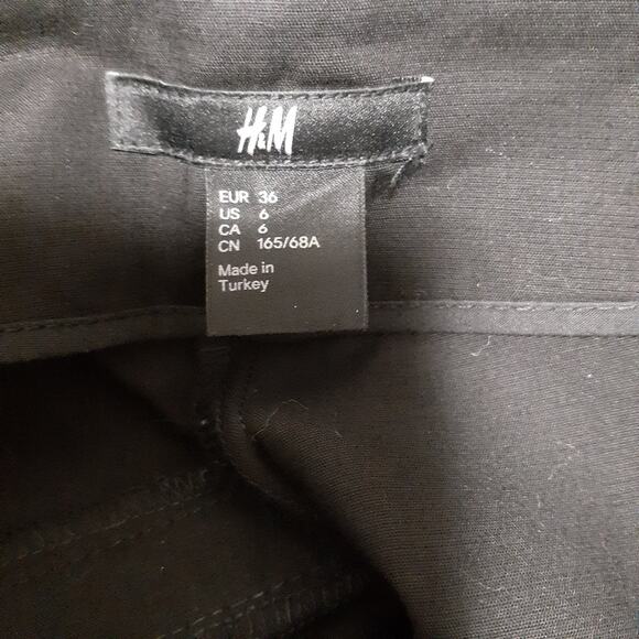 H&M Women's Black Wide Leg Pants Size 6 Cotton Blend Stretch - Picture 6 of 7